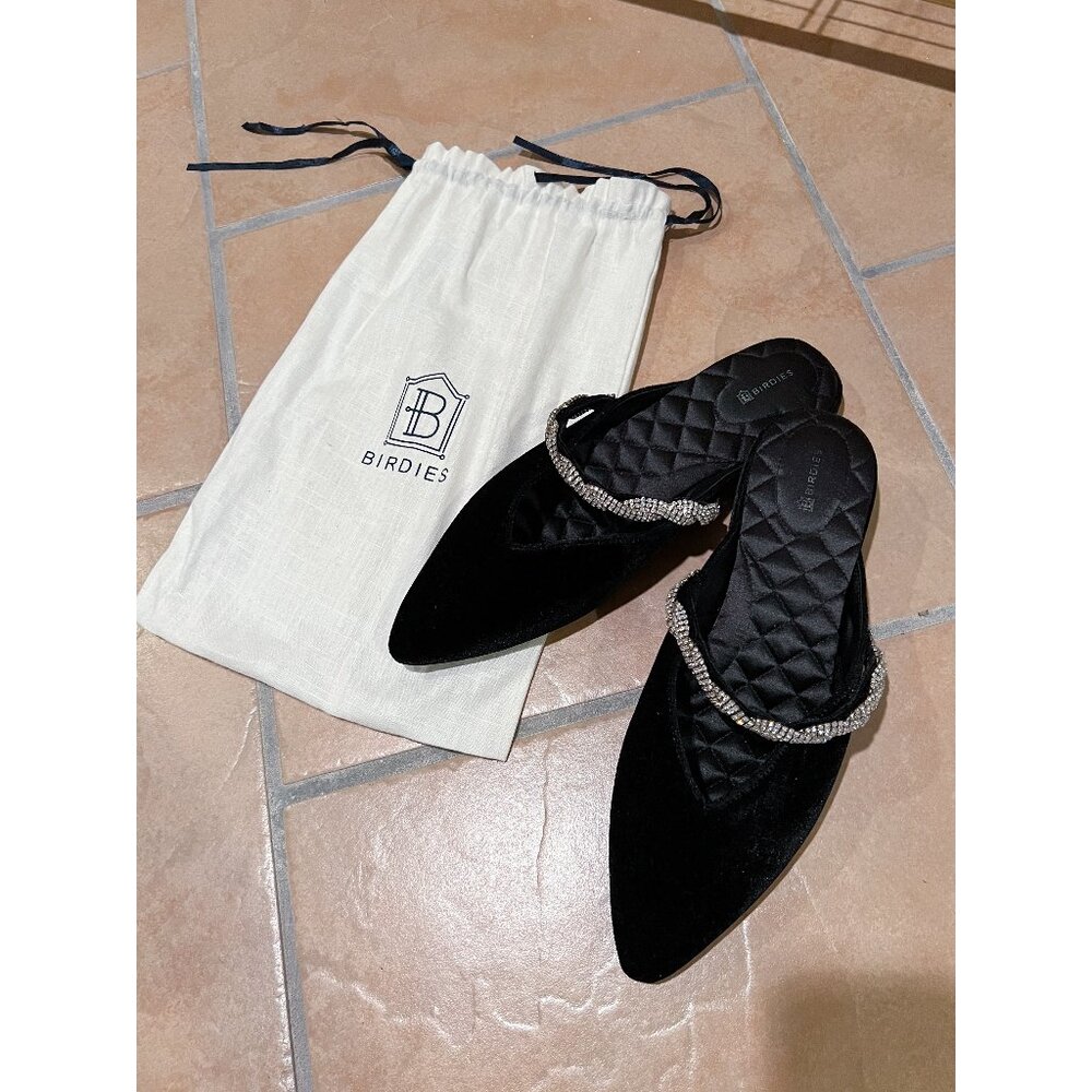 Birdies “The Swan” Caviar Velvet Gem Bracelet Slip-On Shoe